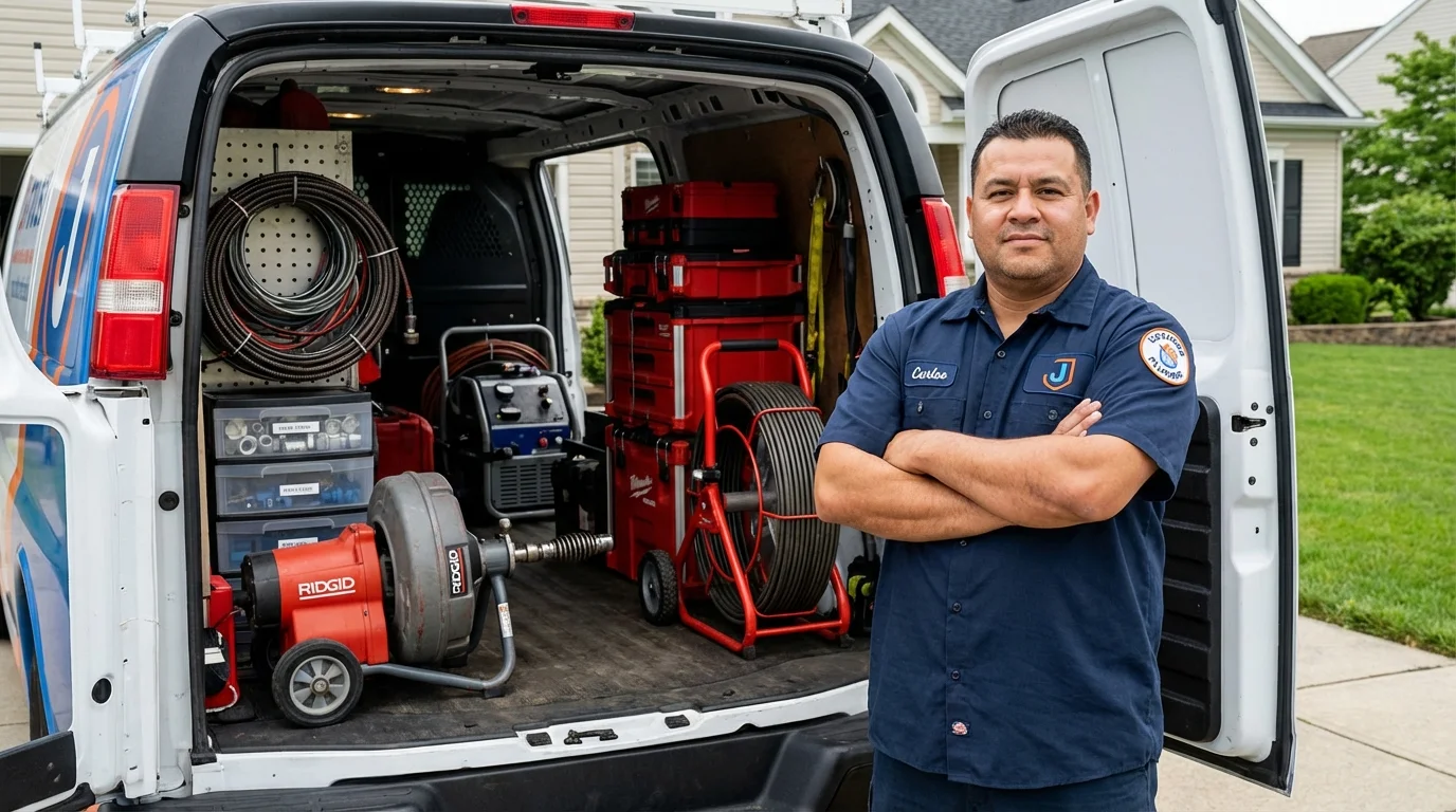 Professional drain cleaning equipment and Johns Plumbing LLC plumber in Waunakee