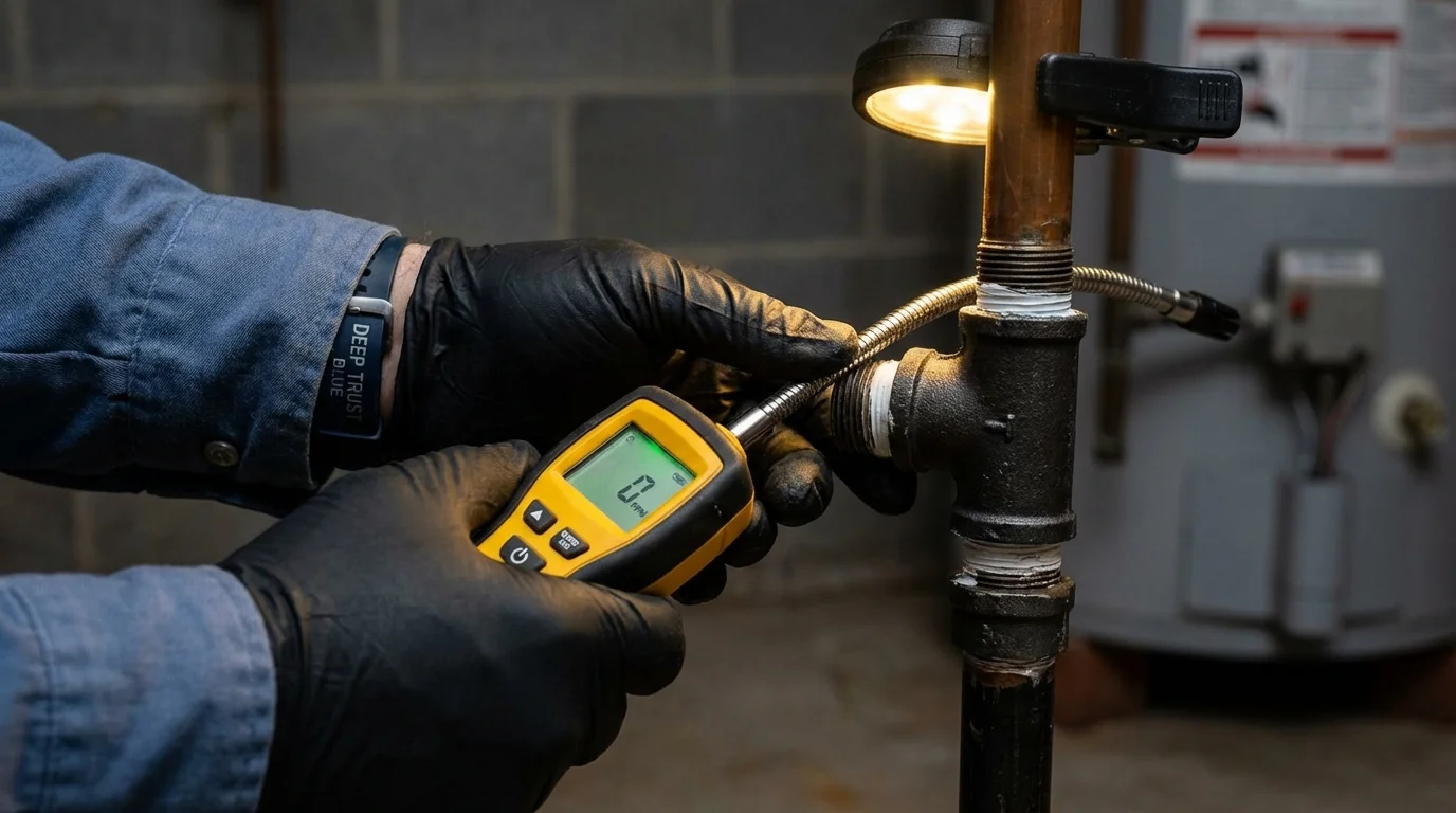 Gas leak detection with electronic sniffer by Johns Plumbing LLC in Waunakee